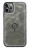 Dafoni iPhone 13 Pro Max MagSafe zellikli Gerek Deri Gri Rubber Klf