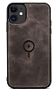 Dafoni iPhone 12 / iPhone 12 Pro MagSafe zellikli Gerek Deri Koyu Kahverengi Rubber Klf