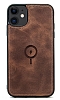 Dafoni iPhone 12 / iPhone 12 Pro MagSafe zellikli Gerek Deri Kahverengi Rubber Klf