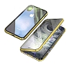 Dafoni Magnet Glass iPhone XR 360 Derece Koruma Cam Gold Klf - Resim: 1