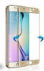 Dafoni Samsung Galaxy S6 Edge Curve Tempered Glass Premium Gold Cam Ekran Koruyucu - Resim: 2