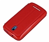 Eiroo HTC Desire 500 Vantuzlu Pencereli Krmz Deri Klf - Resim: 2