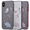 Devia Crystal Lotus iPhone X / XS Swarovski Tal Siyah Rubber Klf - Resim 3