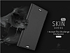 DUX DUCIS Sony Xperia XZ1 nce Yan Kapakl Dark Silver Deri Klf - Resim: 3