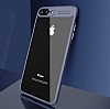 Eiroo Acrylic Hybrid iPhone 7 Plus / 8 Plus Lacivert Kenarl effaf Rubber Klf - Resim 1