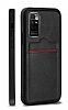 Eiroo AJ Serisi Xiaomi Redmi Note 11 Kartlkl Siyah Deri Klf