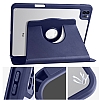 Eiroo Apple iPad Pro 11 2020 Kalem Blmeli Dner Standl Mavi Klf - Resim 7