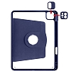 Eiroo Apple iPad Pro 11 2020 Kalem Blmeli Dner Standl Mavi Klf - Resim 5
