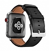 Eiroo Apple Watch / Watch 2 / Watch 3 Siyah Deri Kordon (42 mm) - Resim 3