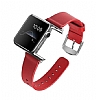 Eiroo Apple Watch / Watch 2 / Watch 3 Krmz Deri Kordon (42 mm) - Resim: 3
