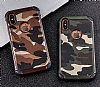 Eiroo Army iPhone X / XS Ultra Koruma Kahverengi Klf - Resim 4
