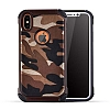 Eiroo Army iPhone X / XS Ultra Koruma Kahverengi Klf - Resim 3