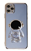Eiroo Astronot iPhone 11 Pro Standl Mavi Silikon Klf