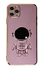 Eiroo Astronot iPhone 11 Pro Standl Mor Silikon Klf