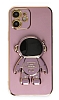 Eiroo Astronot iPhone 12 Standl Mor Silikon Klf