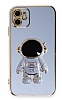 Eiroo Astronot iPhone 11 Standl Mavi Silikon Klf