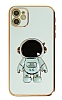 Eiroo Astronot iPhone 11 Standl Yeil Silikon Klf