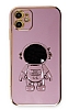 Eiroo Astronot iPhone 11 Standl Mor Silikon Klf