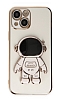 Eiroo Astronot iPhone 13 Standlı Beyaz Silikon Kılıf