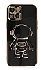 Eiroo Astronot iPhone 13 Standlı Siyah Silikon Kılıf