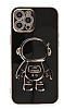 Eiroo Astronot iPhone 12 Pro Max Standlı Siyah Silikon Kılıf