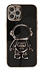 Eiroo Astronot iPhone 12 Pro Standl Siyah Silikon Klf