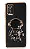Eiroo Astronot Samsung Galaxy A03s Standl Siyah Silikon Klf