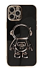 Eiroo Astronot iPhone 13 Pro Max Standlı Siyah Silikon Kılıf