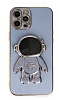 Eiroo Astronot iPhone 13 Pro Max Standlı Mavi Silikon Kılıf