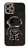 Eiroo Astronot iPhone 13 Pro Standlı Siyah Silikon Kılıf