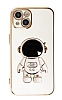 Eiroo Astronot iPhone 14 Plus Standl Beyaz Silikon Klf