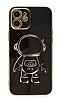 Eiroo Astronot iPhone 11 Standl Siyah Silikon Klf