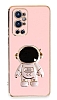 Eiroo Astronot OnePlus 9 Pro Standl Pembe Silikon Klf