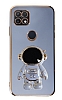 Eiroo Astronot Oppo A15 / A15s Standl Mavi Silikon Klf