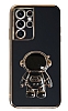 Eiroo Astronot Samsung Galaxy S21 Ultra Standl Siyah Silikon Klf