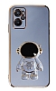 Eiroo Astronot Oppo A76 Standl Mavi Silikon Klf