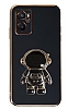 Eiroo Astronot Oppo A76 Standl Siyah Silikon Klf