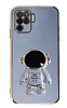 Eiroo Astronot Oppo Reno 5 Lite Standlı Mavi Silikon Kılıf