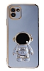 Eiroo Astronot Samsung Galaxy A03 Standl Mavi Silikon Klf