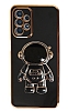 Eiroo Astronot Samsung Galaxy A23 Standl Siyah Silikon Klf