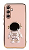 Eiroo Astronot Samsung Galaxy A14 4G Standl Pembe Silikon Klf