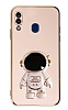 Eiroo Astronot Samsung Galaxy A20 / A30 Standl Pembe Silikon Klf