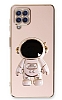 Eiroo Astronot Samsung Galaxy M22 Standl Pembe Silikon Klf