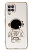 Eiroo Astronot Samsung Galaxy A22 4G Standl Beyaz Silikon Klf