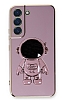 Eiroo Astronot Samsung Galaxy S21 FE 5G Standl Mor Silikon Klf