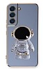 Eiroo Astronot Samsung Galaxy S21 FE 5G Standl Mavi Silikon Klf