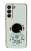 Eiroo Astronot Samsung Galaxy S22 Plus 5G Standl Yeil Silikon Klf