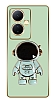 Eiroo Astronot Vivo V29 Lite Standl Kamera Korumal Yeil Silikon Klf