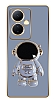 Eiroo Astronot Vivo V29 Lite Standl Kamera Korumal Mavi Silikon Klf