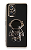 Eiroo Astronot Xiaomi Redmi Note 10 Pro Standl Siyah Silikon Klf